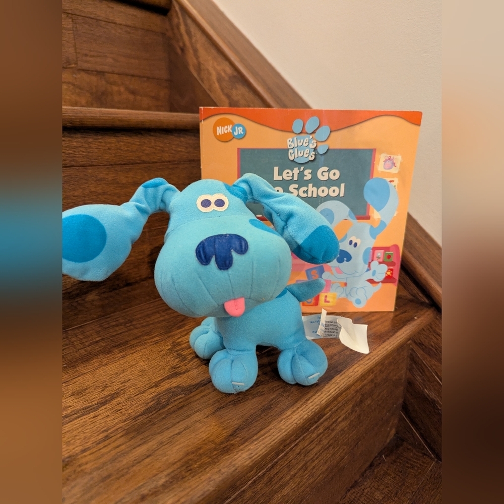 Fisher Price Happy Ears Blue Blue's Clues Plush 6" Vintage 2000 & Golden Book - Picture 11 of 11